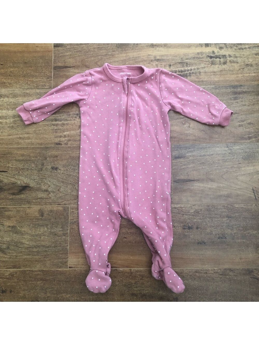 Petit Lem Dusty Rose Polka Dot Footed Sleeper 3-6M
